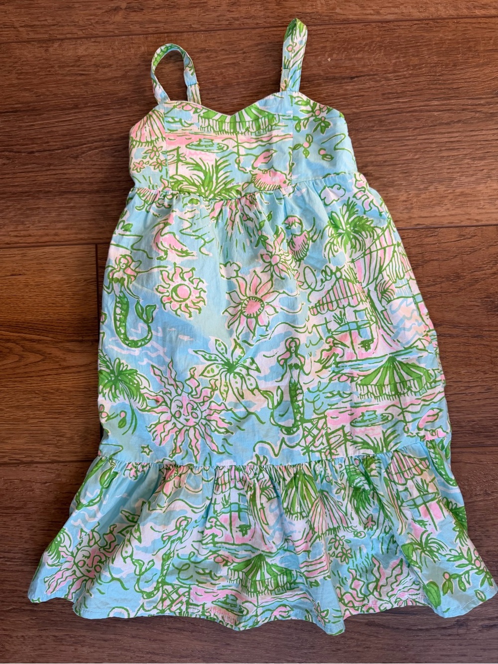 Lilly Pulitzer Mini Hiedi Maxi Dress Tiered Cotton Pockets Adjustable Shoulder